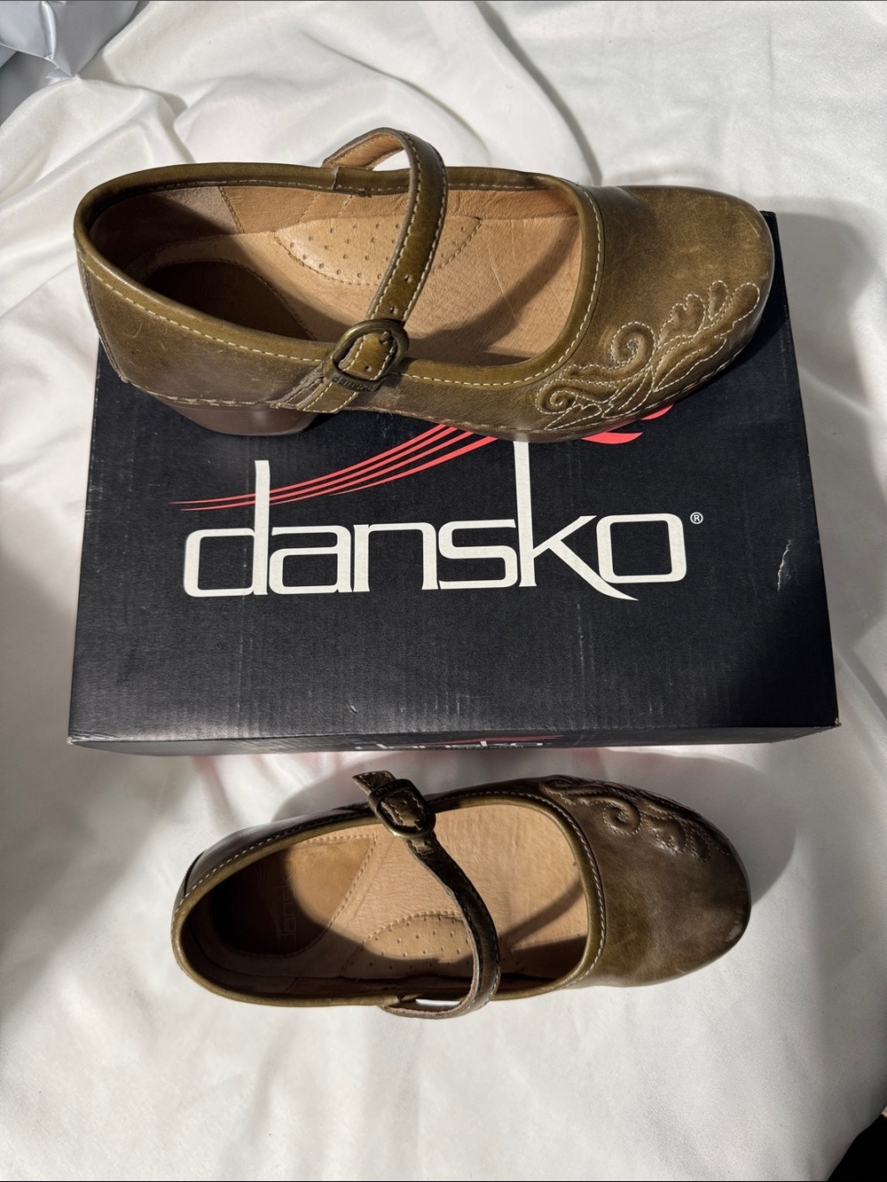 Dansko Savanna Leather Mary Jane Clogs Olive EU36/US5.5–6 Comfort Shoes Nurse